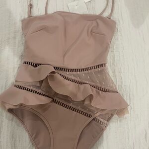 Zimmermann Pink One Piece Swimsuit with Ladder Stitch Detailing